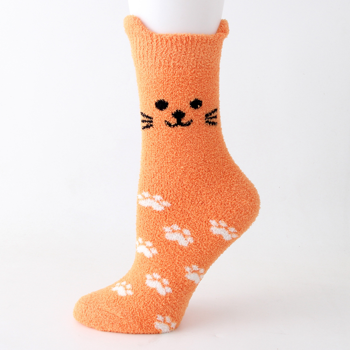 12 Pairs 3D Ear Cat Coral Velvet Socks Japanese Cartoon Cute Thickening Warm Silly Socks